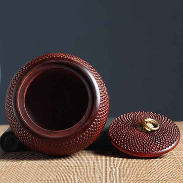 Red Sandalwood Bamboo Woven Bulk Tea Jar or Food Storage