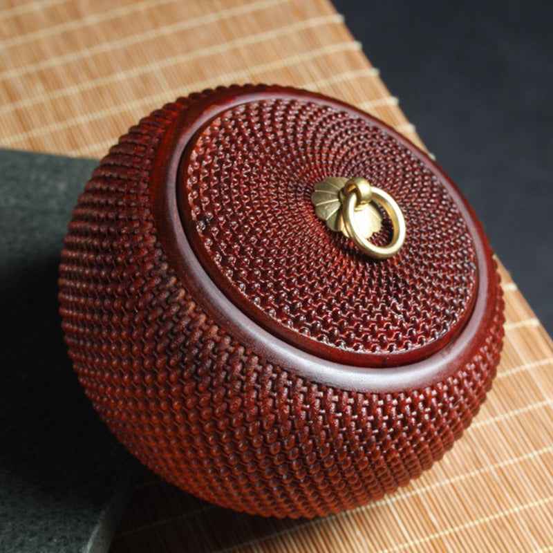 Red Sandalwood Bamboo Woven Bulk Tea Jar or Food Storage