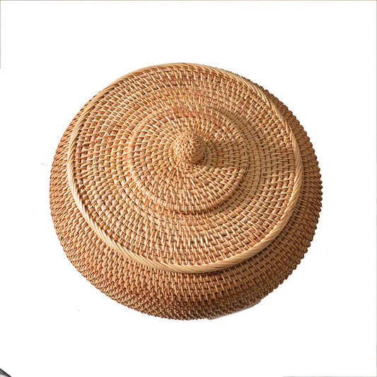Handwoven Autumn Vine Rattan Basket with Lid
