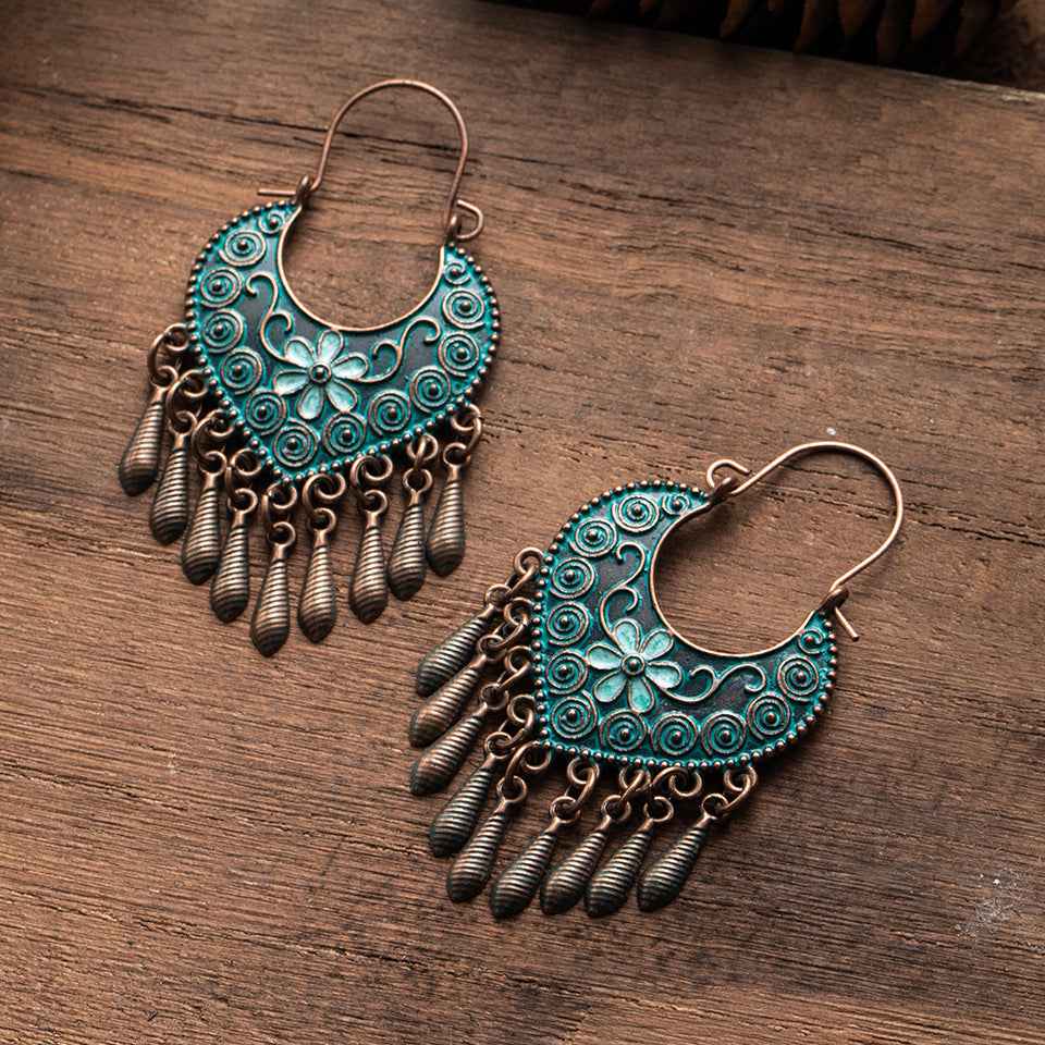 Bohemian Ethnic Style Retro Earrings Female Long Style Exaggerated Fashion Net Red Personality Earrings Earrings Earrings
