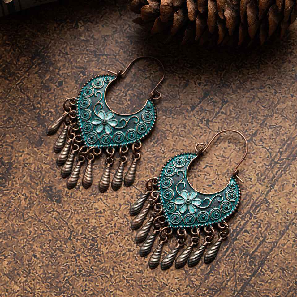 Bohemian Ethnic Style Retro Earrings Female Long Style Exaggerated Fashion Net Red Personality Earrings Earrings Earrings