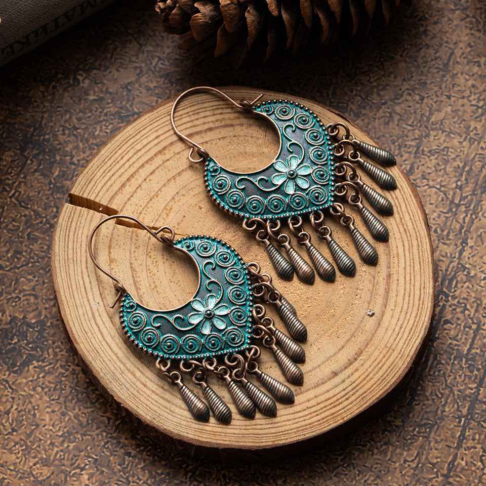 Bohemian Ethnic Style Retro Earrings Female Long Style Exaggerated Fashion Net Red Personality Earrings Earrings Earrings