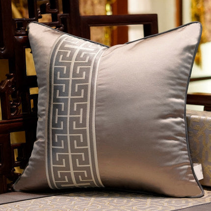 Chinese Style Mahogany Sofa Pillowcase – Satin Decorative Cushion, 45x45cm / 50x50cm