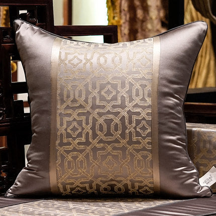 Chinese Style Mahogany Sofa Pillowcase – Satin Decorative Cushion, 45x45cm / 50x50cm