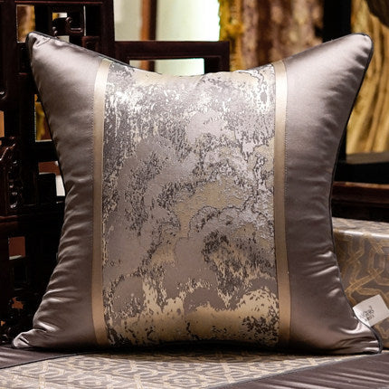 Chinese Style Mahogany Sofa Pillowcase – Satin Decorative Cushion, 45x45cm / 50x50cm