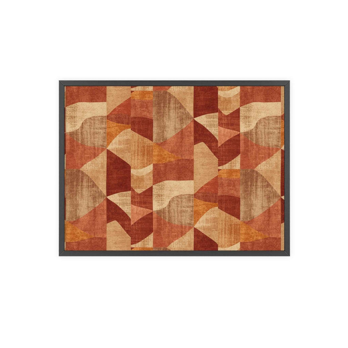 Faux Retro Geometric Poster with Wooden Frame