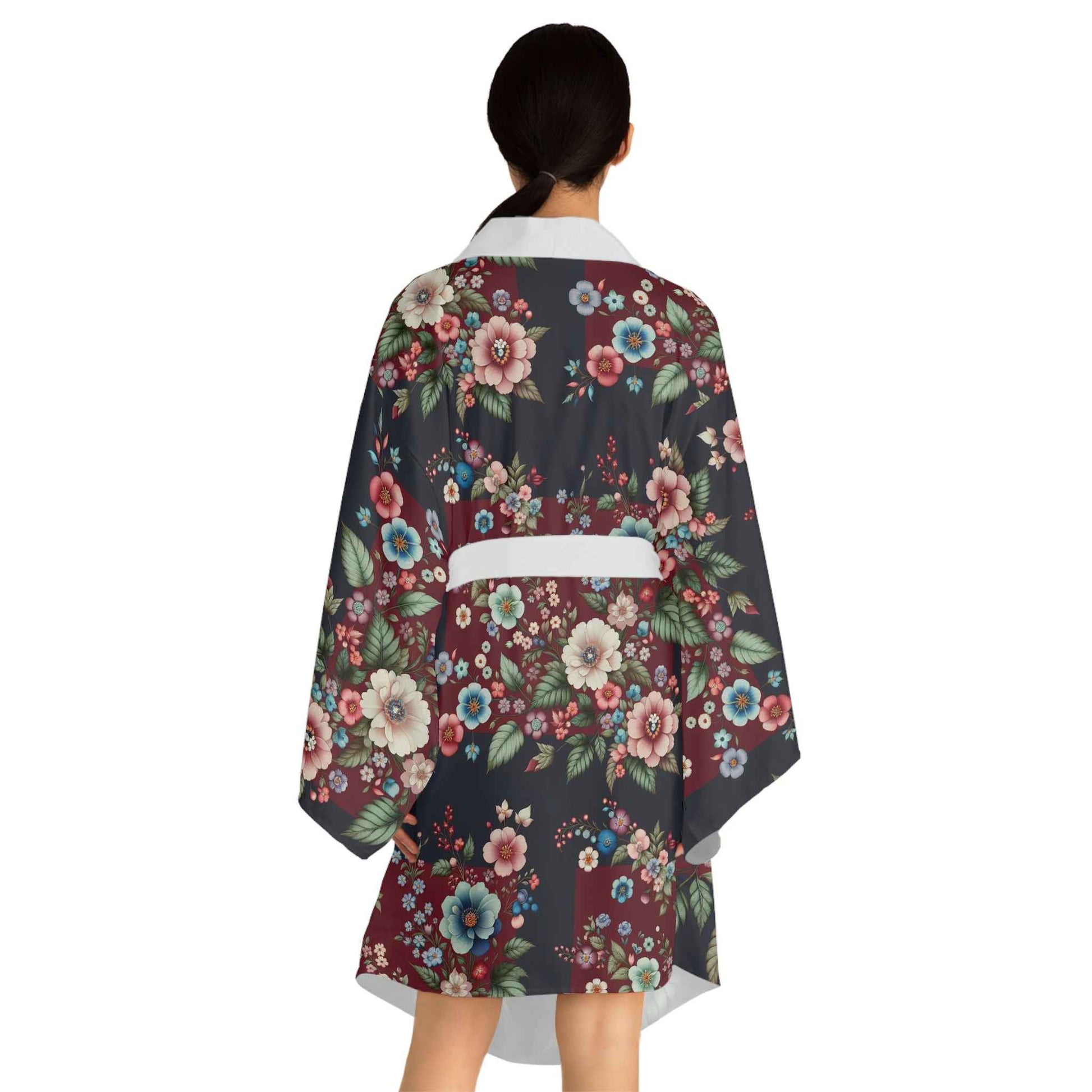 Floral Kimono Robe - Cozy Women's Loungewear for Relaxation, Elegant Bathrobe Gift for Her in Spring Style - Rosetta Creative Boutique