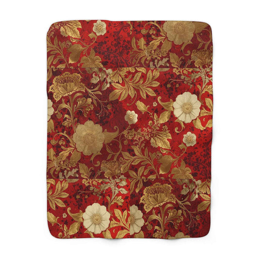 Luxurious Floral Sherpa Fleece Blanket, Cozy Throw for Winter, Elegant Home Decor, Perfect Gift for Holidays, Soft and Warm Blanket