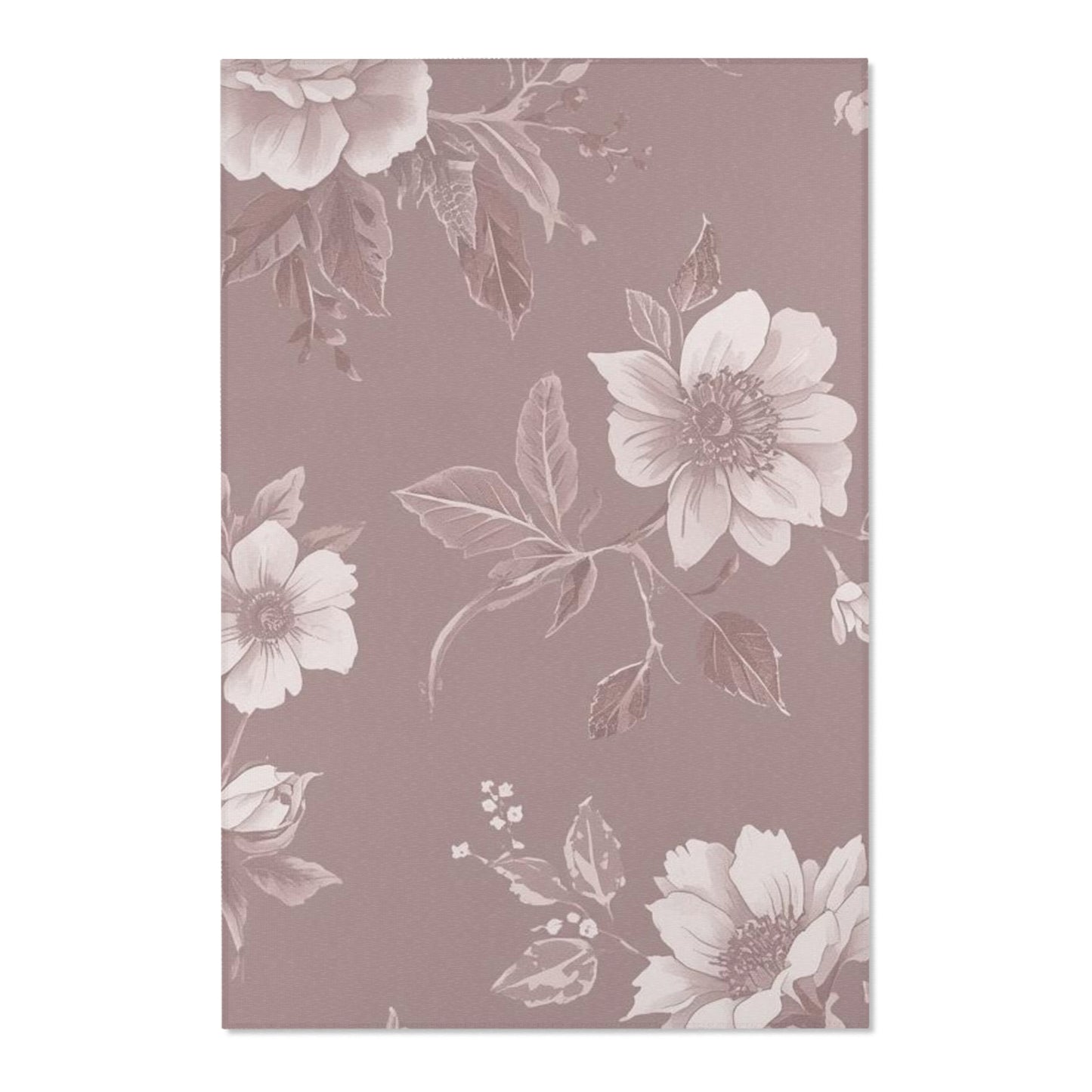 Vintage Floral Area Rug — Dusty Rose Floral Accent Rug
