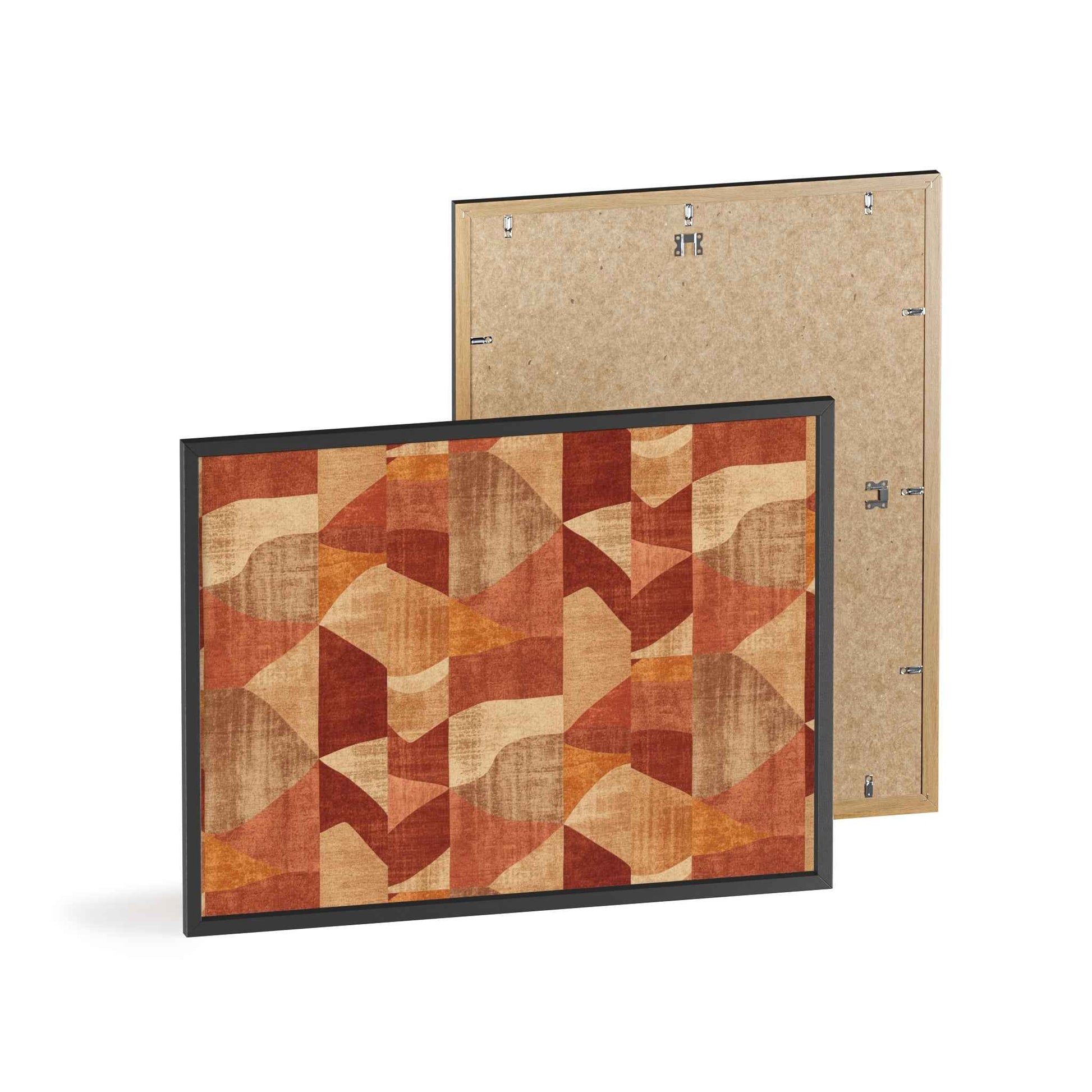 Faux Retro Geometric Poster with Wooden Frame