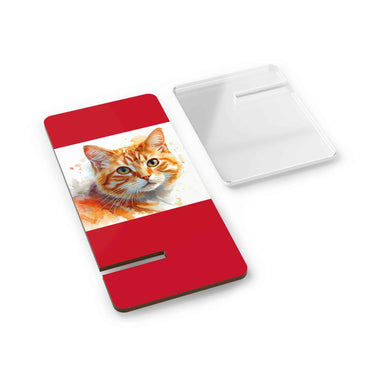 Cat Watercolor Smartphone Stand — Red Mobile Display Holder for Phones