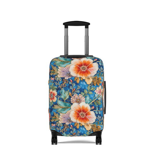 Floral Tropical Luggage Cover – Vintage Palm Leaf & Hibiscus Travel Protector