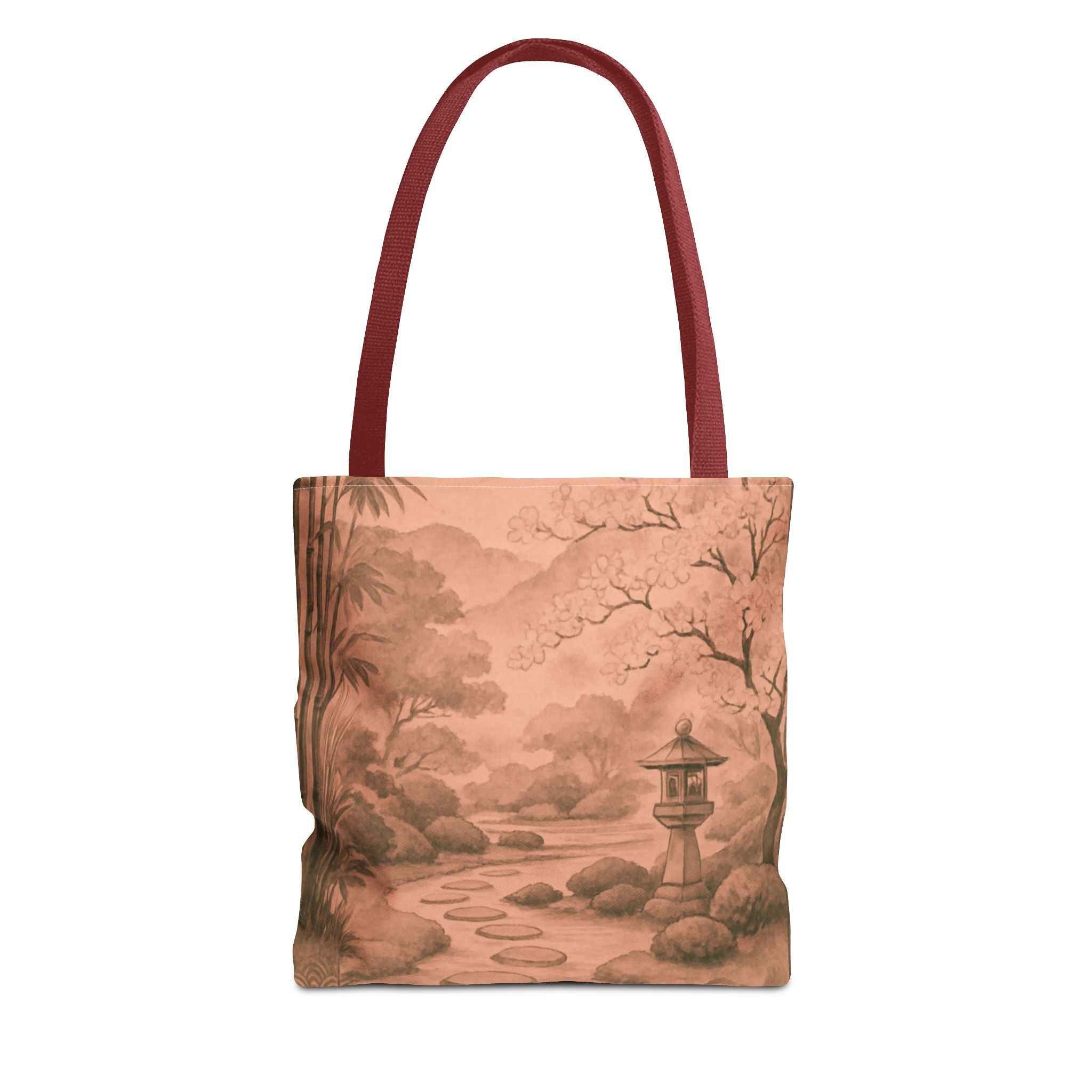 Serene Japanese Garden Tote Bag - Artistic AOP Design