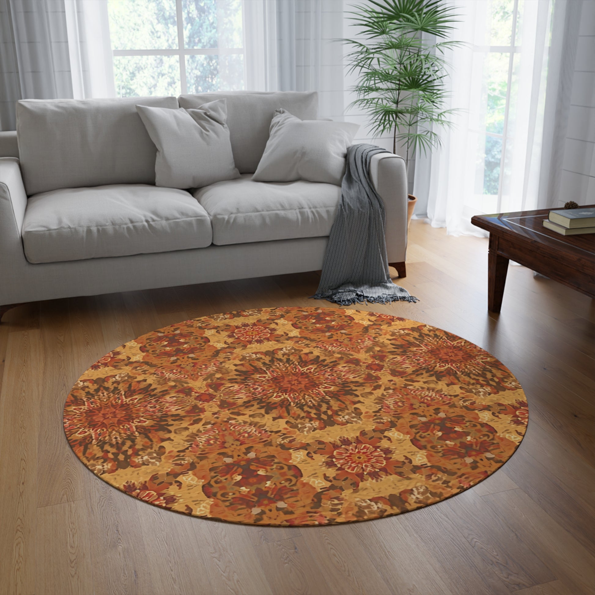 Rustic Round Rug Bohemian Home Decor Cozy Living Room - Rosetta Creative Boutique