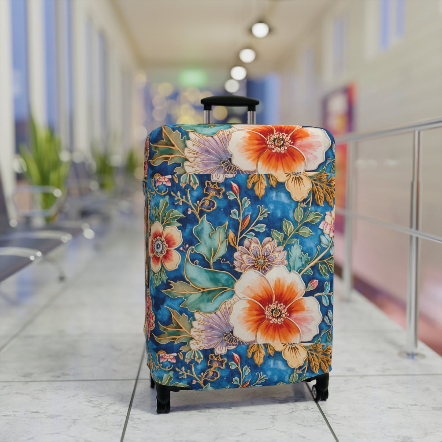 Floral Tropical Luggage Cover – Vintage Palm Leaf & Hibiscus Travel Protector