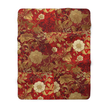 Luxurious Floral Sherpa Fleece Blanket, Cozy Throw for Winter, Elegant Home Decor, Perfect Gift for Holidays, Soft and Warm Blanket