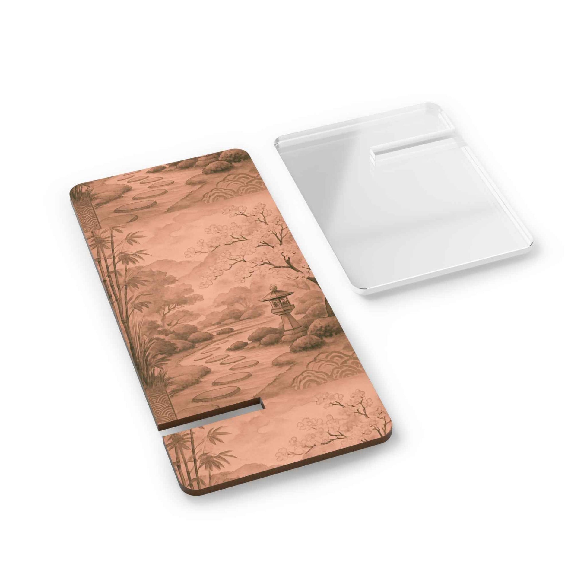 Elegant Smartphone Display Stand with Serene Japanese Garden Design