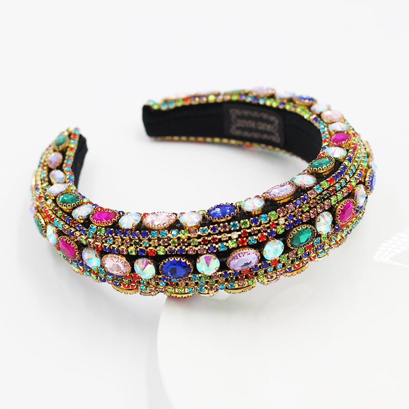 Luxurious Alloy Drop Shape Plaid Headband Electroplated For Women