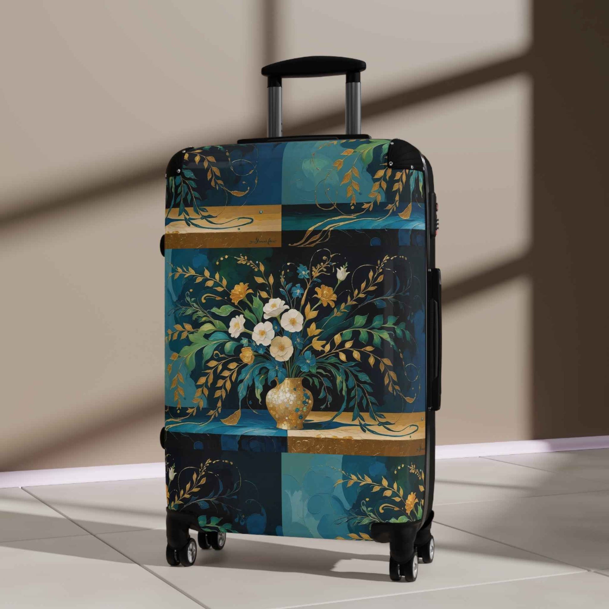 Klimt Floral Print Suitcase - Exclusive Vintage Travel Luggage by Rosetta Creative Boutique for Getaways and Summer Trips - Rosetta Creative Boutique