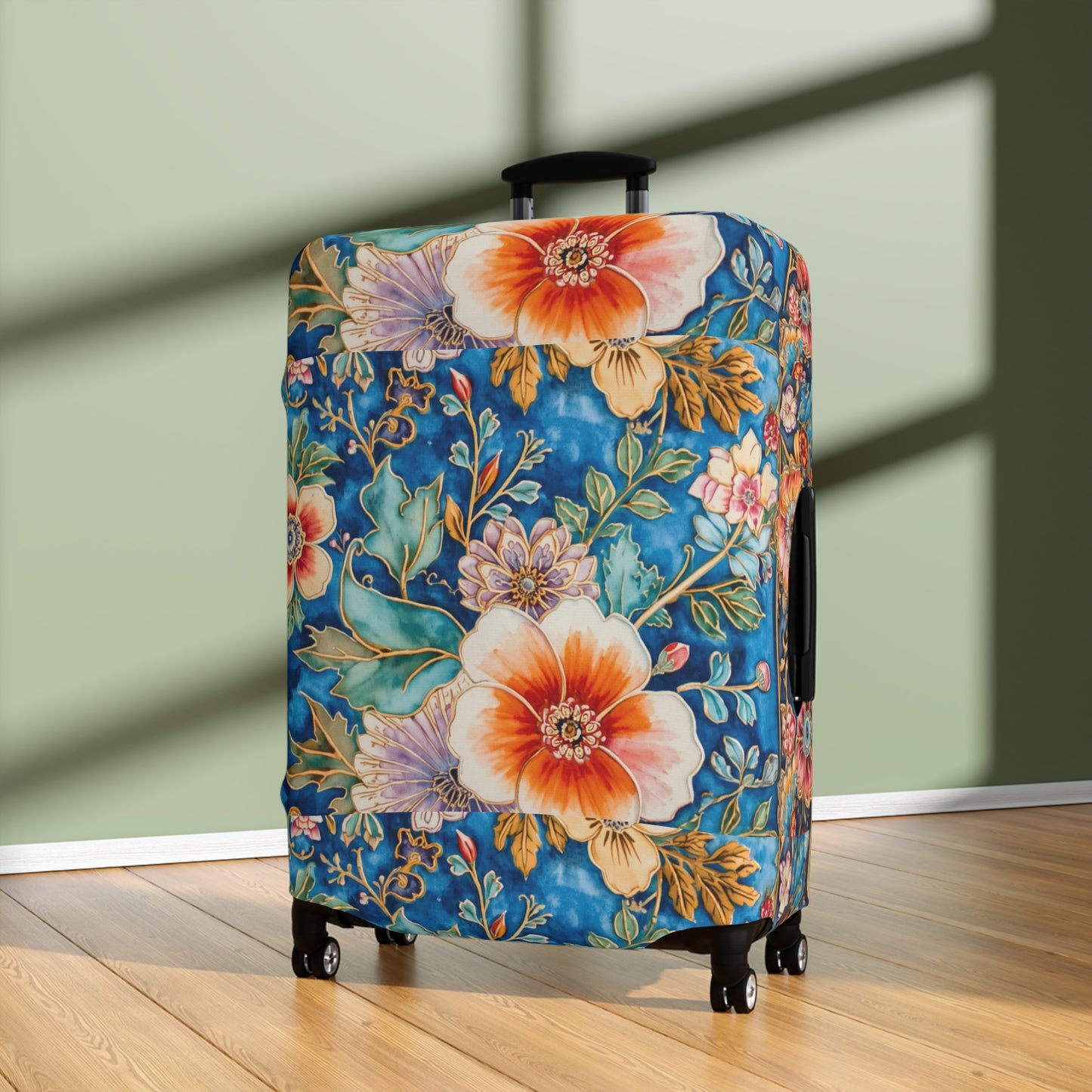 Floral Tropical Luggage Cover – Vintage Palm Leaf & Hibiscus Travel Protector