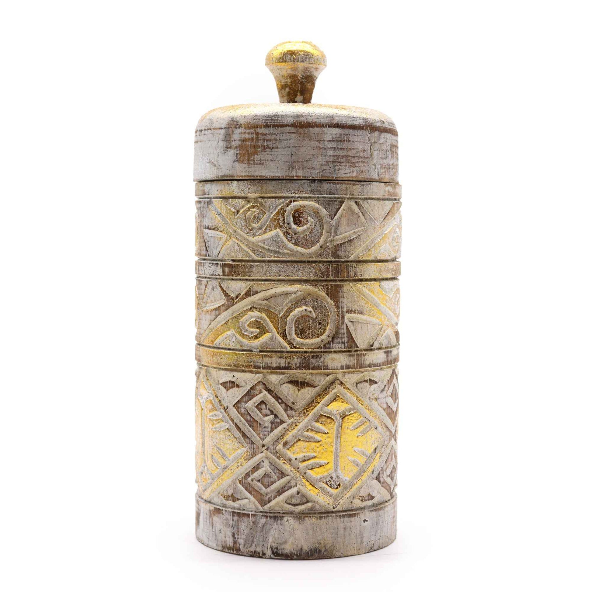 White Gold Wooden Trinket Jar