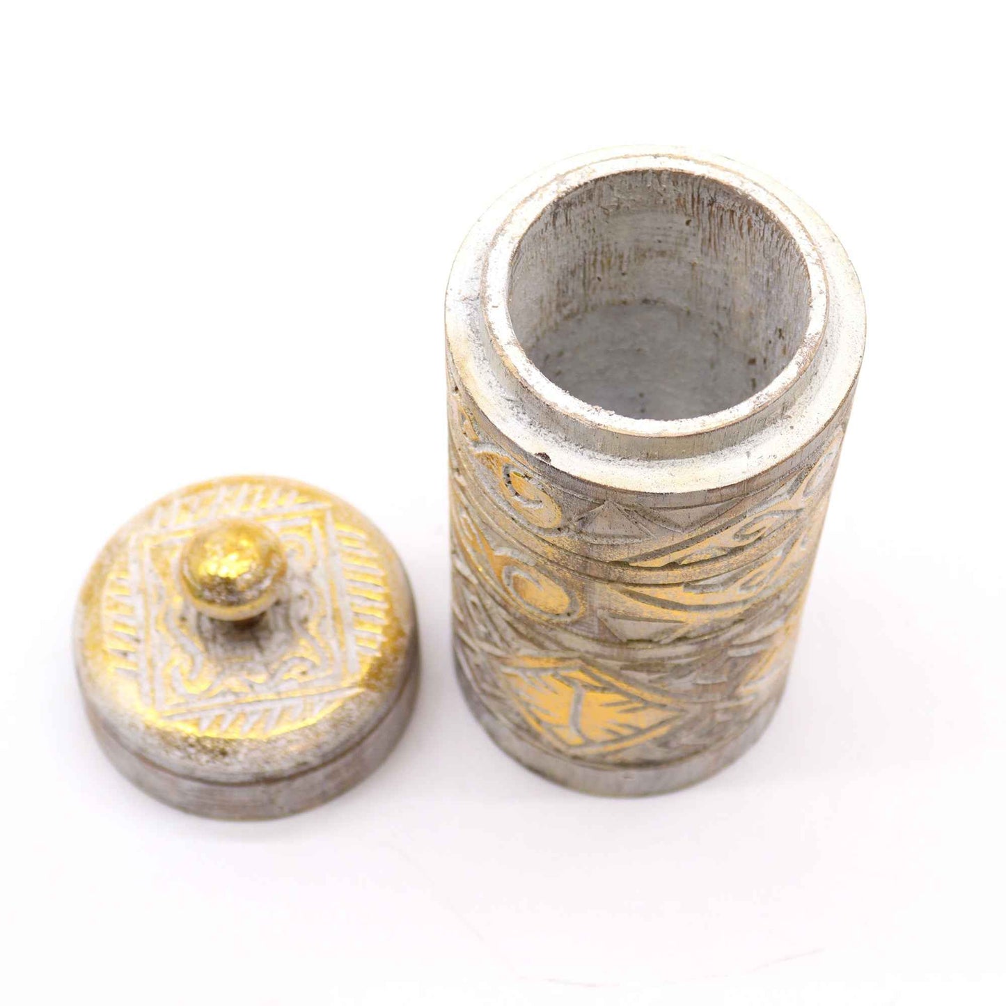 White Gold Wooden Trinket Jar