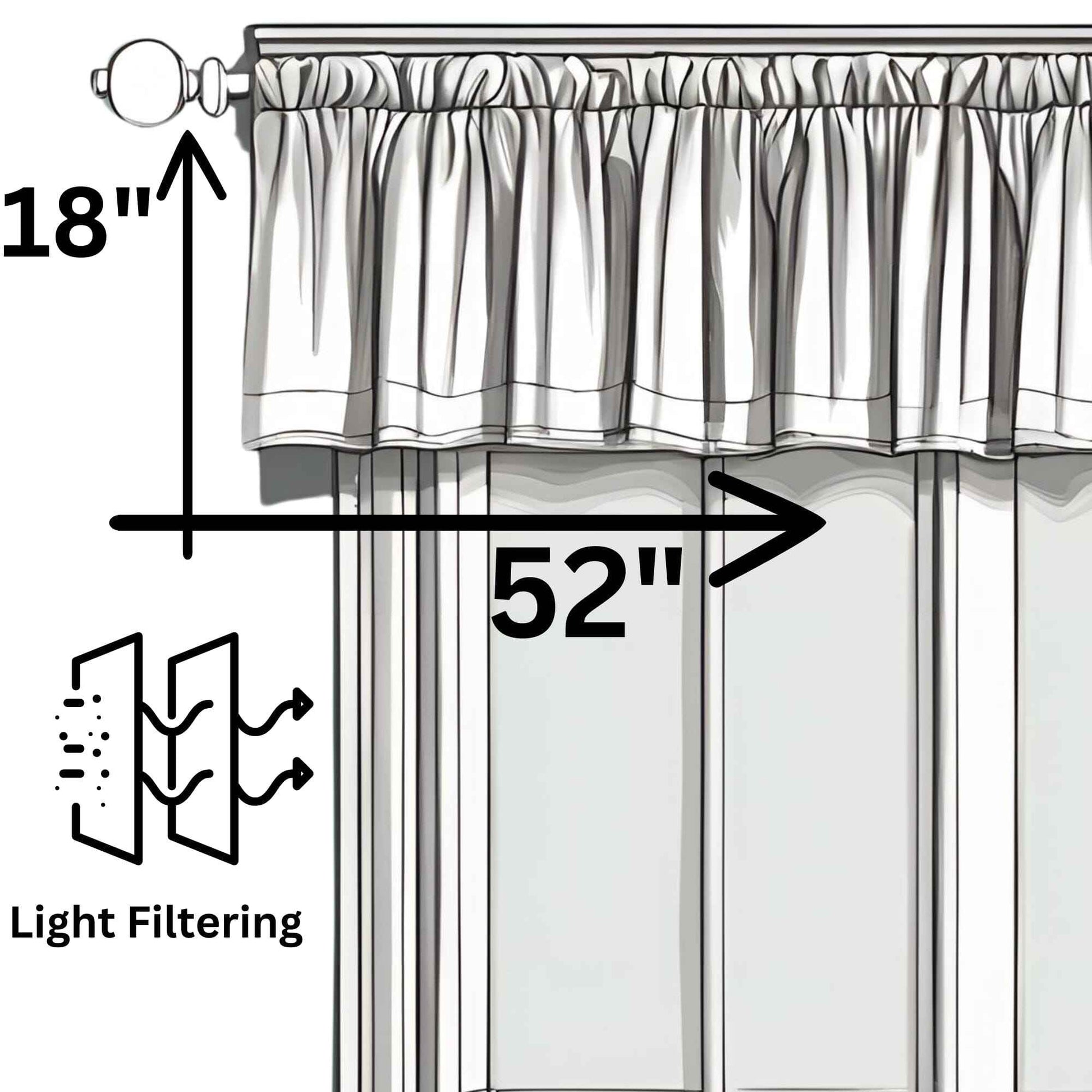 DaDa Bedding Romantic Roses Pink Floral Window Curtain Valance - 18" x 52" (JHW-879)