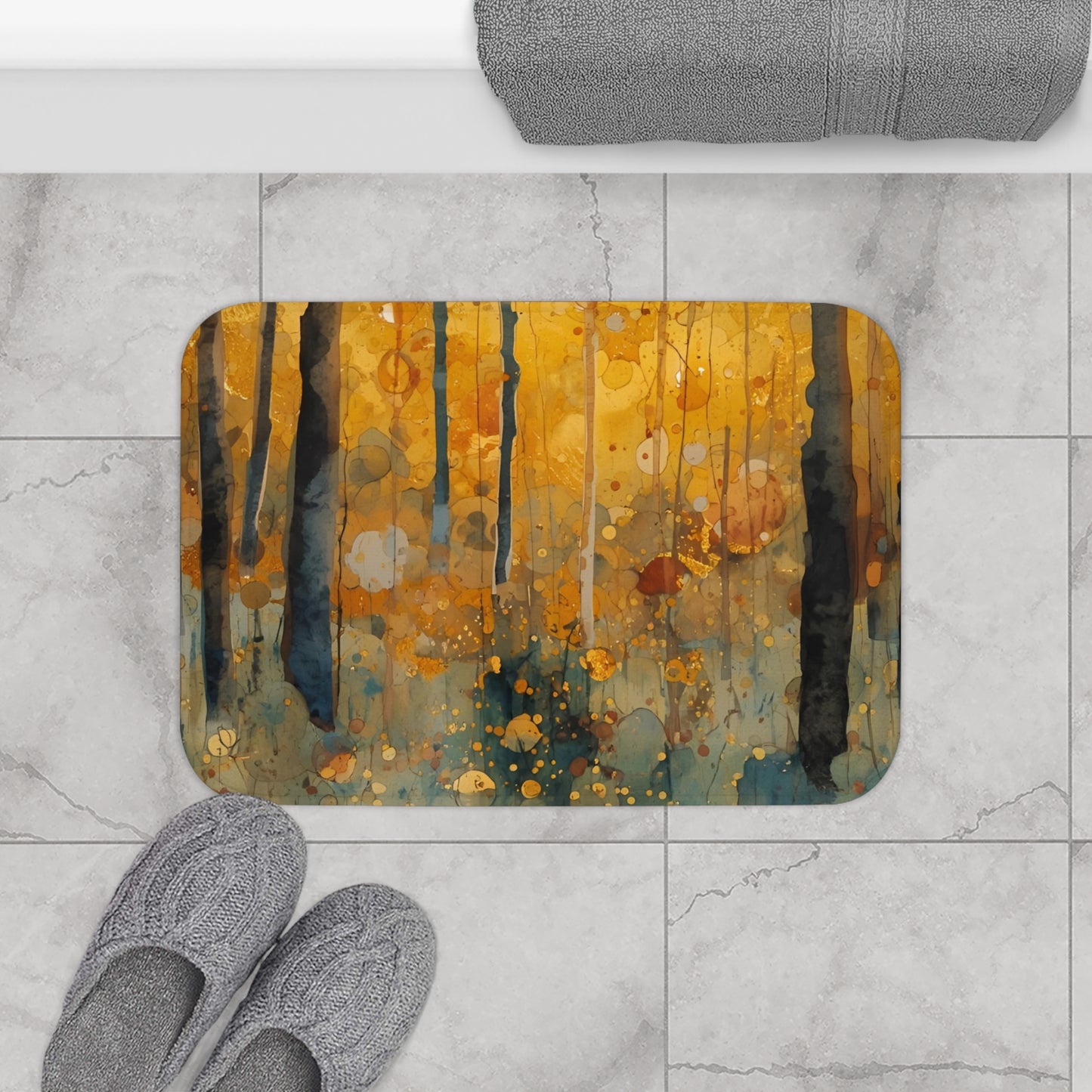 Autumn Forest Bath Mat Cozy Home Decor Fall Bathroom Accessory
