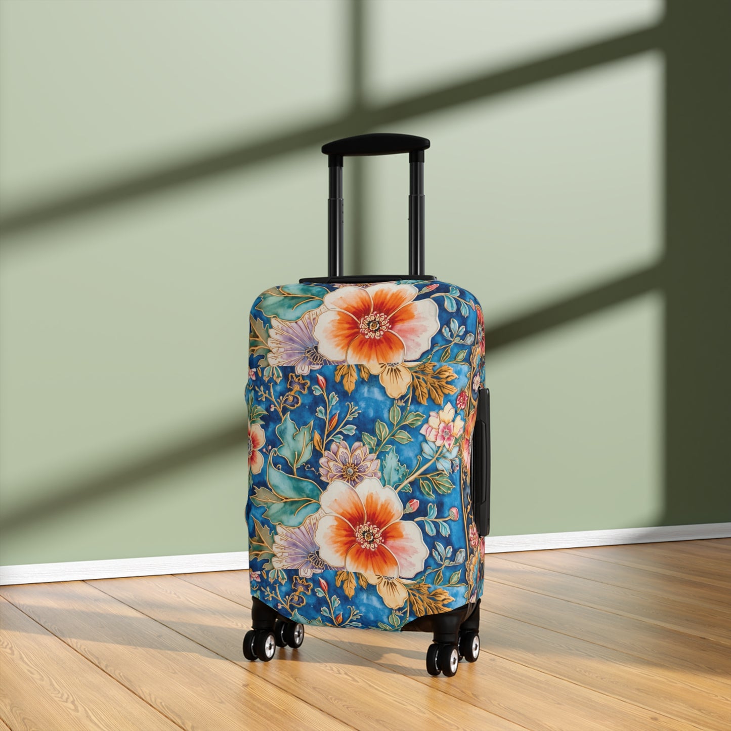 Floral Tropical Luggage Cover – Vintage Palm Leaf & Hibiscus Travel Protector