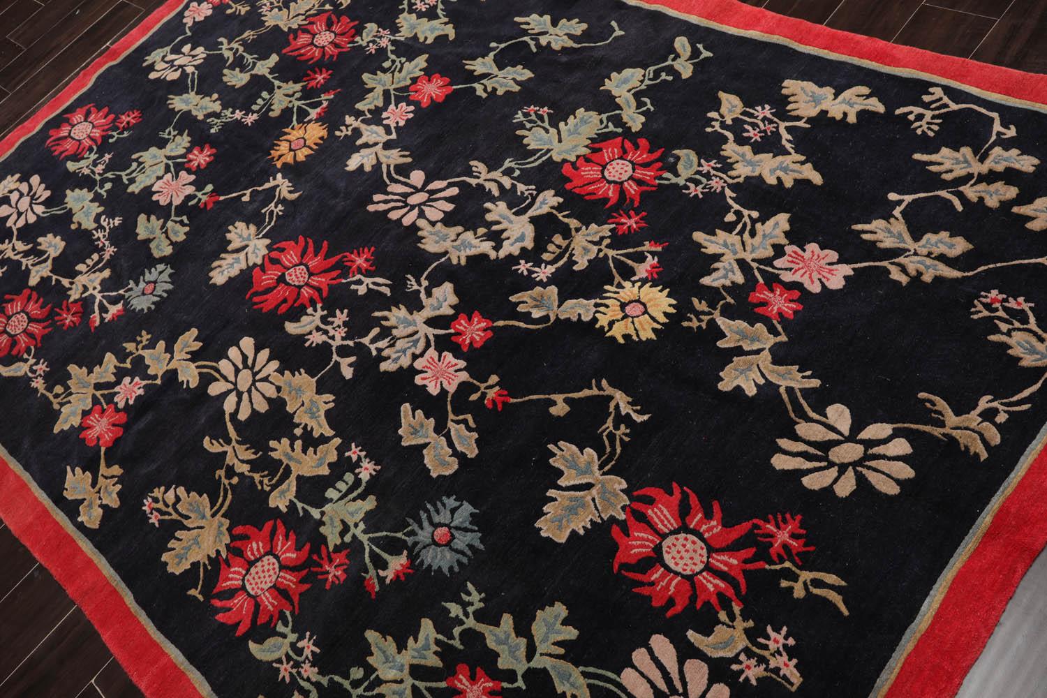 Arts & Crafts Hand Knotted 100% Wool Tibetan Area Rug Midnight Blue 6'1" x 8'8"-2