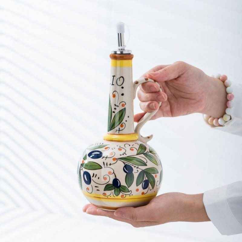 Underglaze Porcelain Olive Oil/Vinegar Bottle