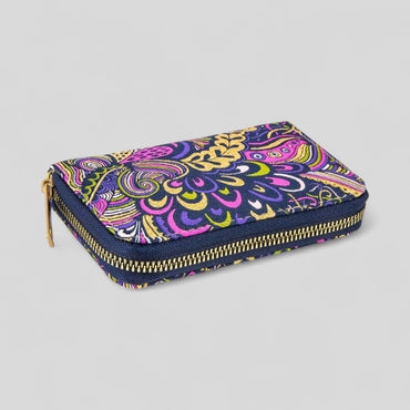 Vibrant Purple Geometric Zipper Wallet With Gold Accents - Rosetta Creative Boutique