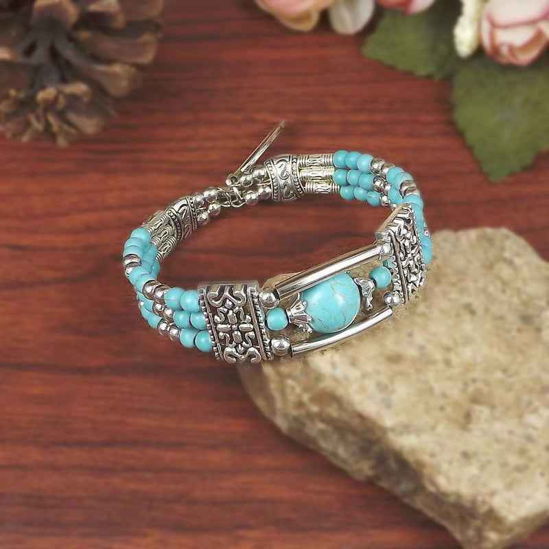 Vintage-style Bangle with Exotic Miao Silver Design