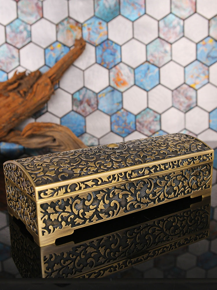 Green Antique Style Zinc Alloy Jewelry Box Vintage Storage