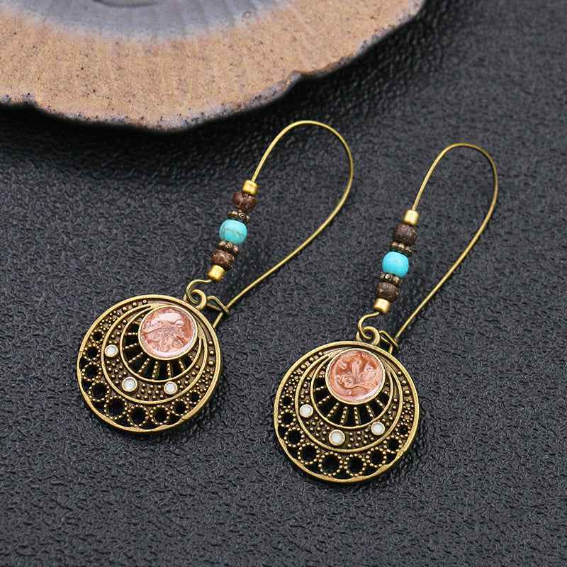 Vintage Bohemian Hollow Beaded Round Earrings