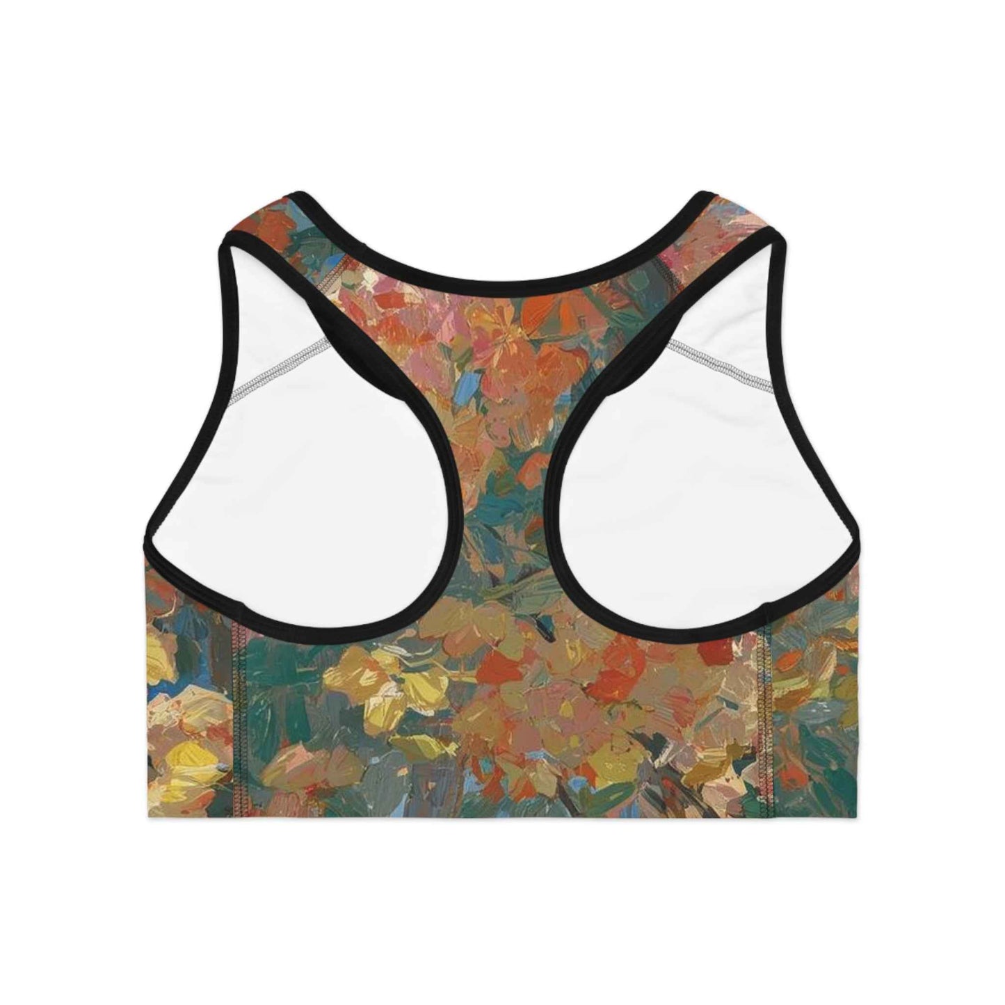 Floral Impressionist All Over Print Sports Bra Painterly Autumn Bloom