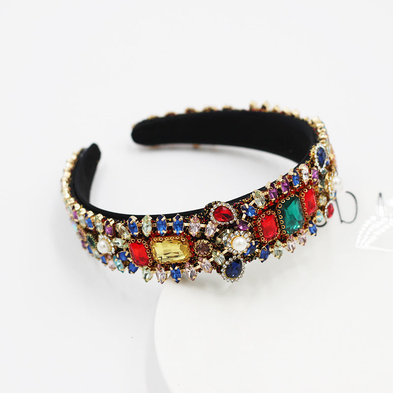 Luxurious Alloy Drop Shape Plaid Headband Electroplated For Women