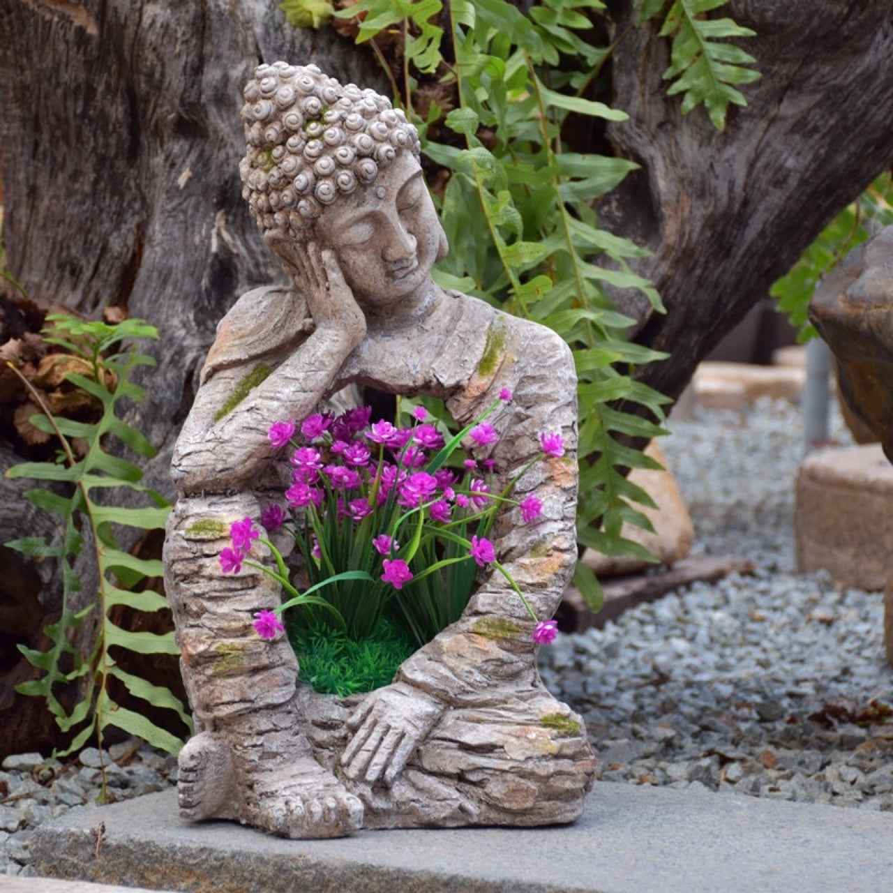 Resin Zen Buddha Garden Statue – Indoor & Outdoor Asian Home Decor