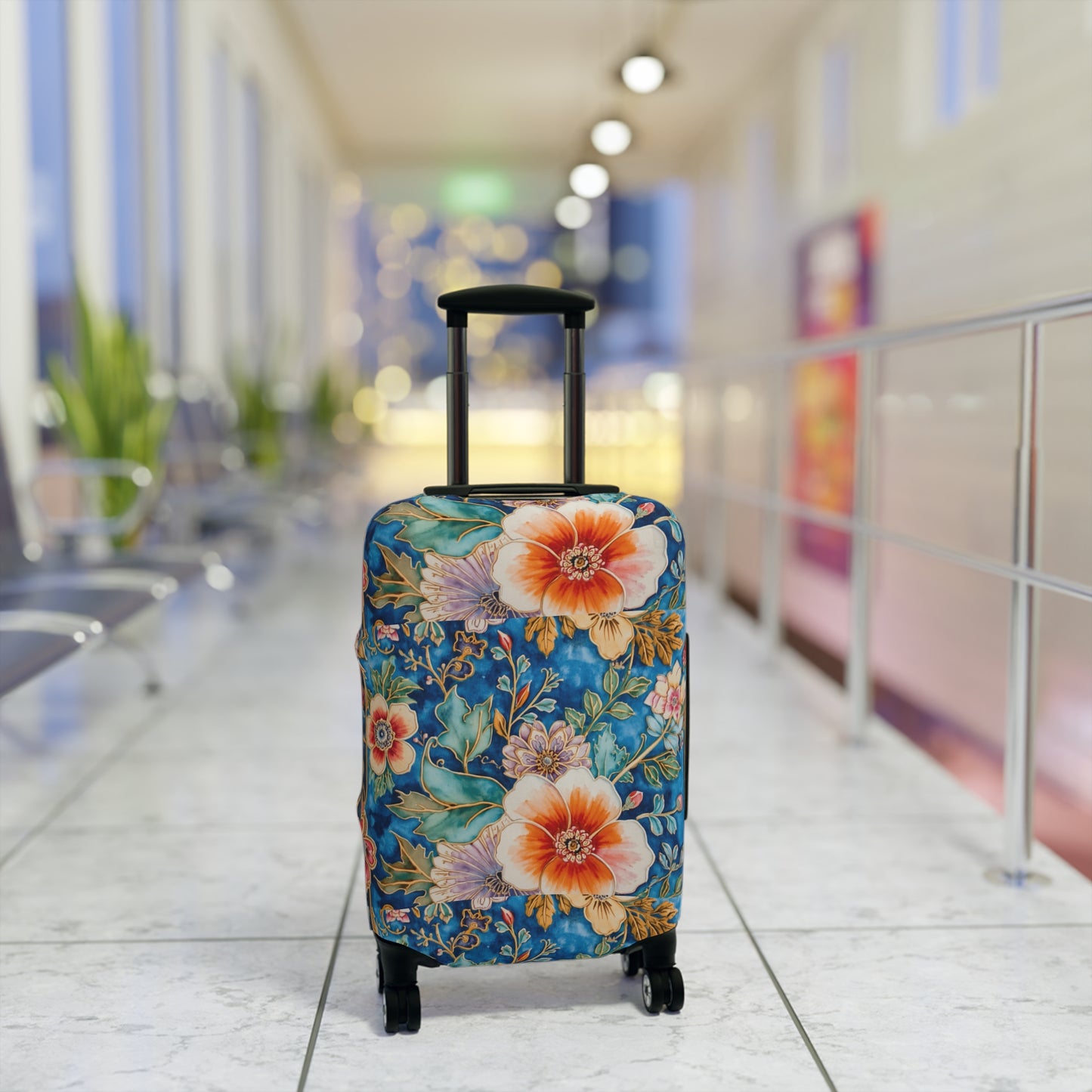 Floral Tropical Luggage Cover – Vintage Palm Leaf & Hibiscus Travel Protector