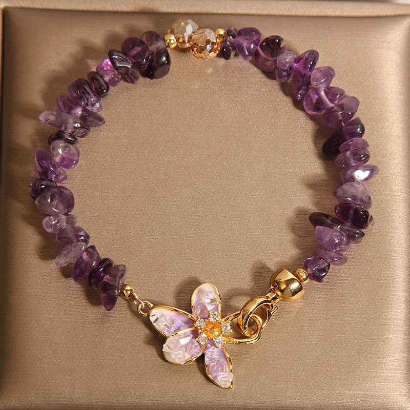 Crystal Gravel Wisteria Flower Bracelet For Women Japanese Korean Style