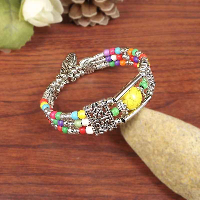 Vintage-style Bangle with Exotic Miao Silver Design