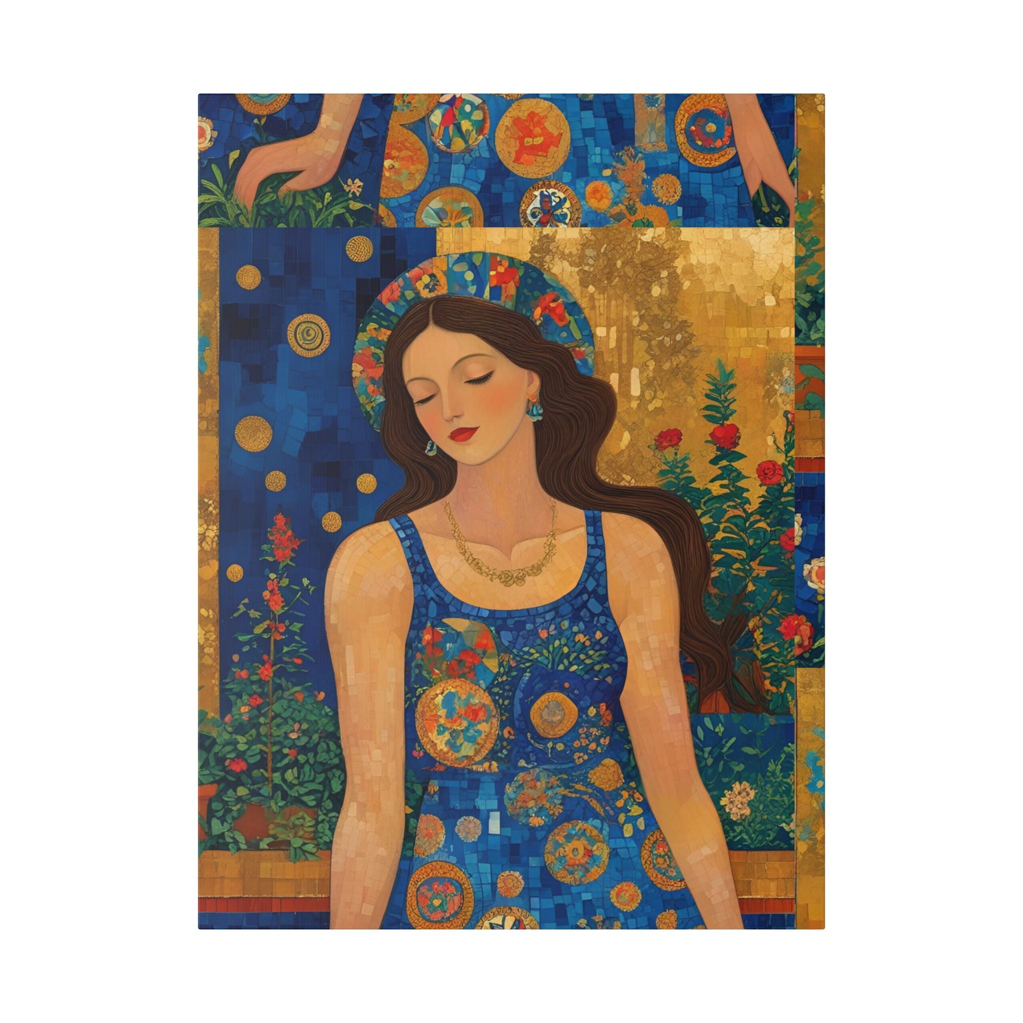 Klimt Floral Canvas Art - Colorful Floral Wall Decor Inspired by Klimt - Rosetta Creative Boutique