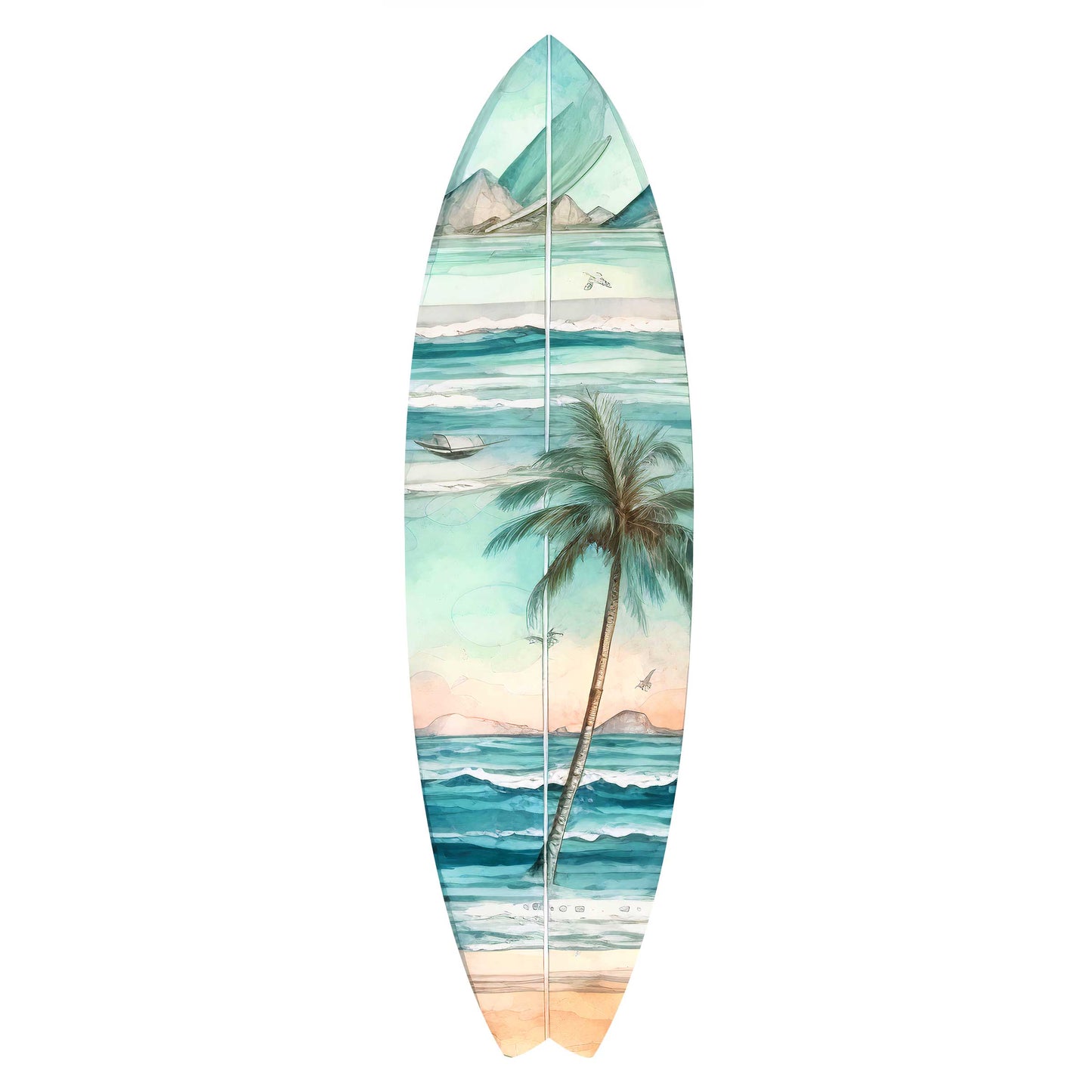 Tropical Palm Surfboard Coastal Wall Art by G. DeBrekht - Coastal Holiday Decor - 8490112HS-4