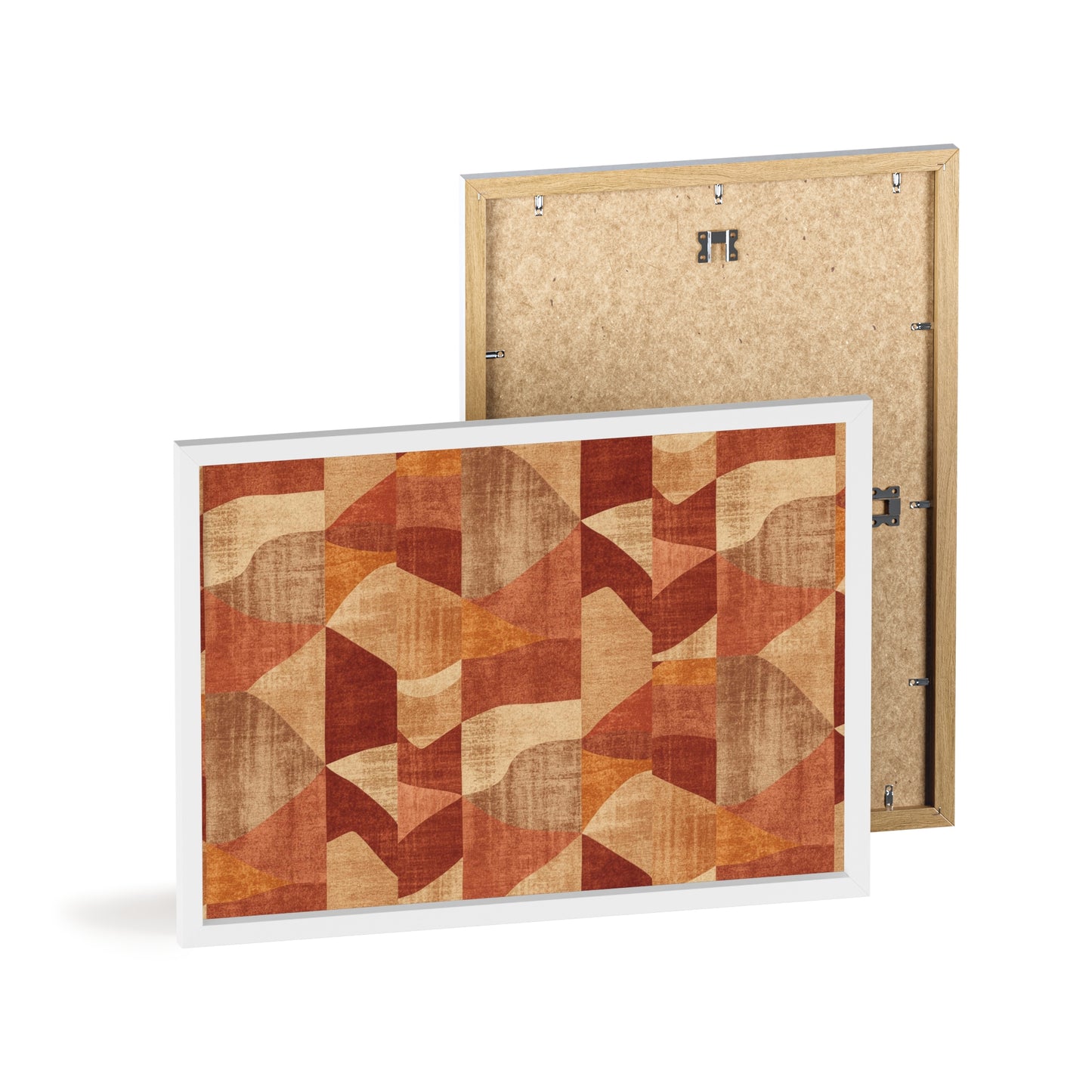 Faux Retro Geometric Poster with Wooden Frame