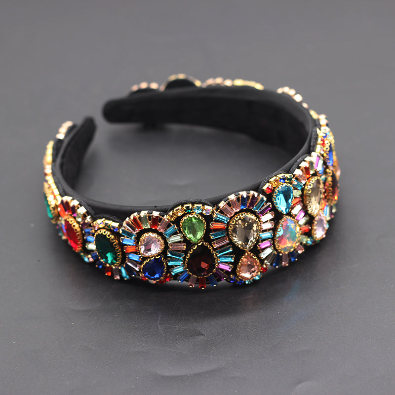 Luxurious Alloy Drop Shape Plaid Headband Electroplated For Women