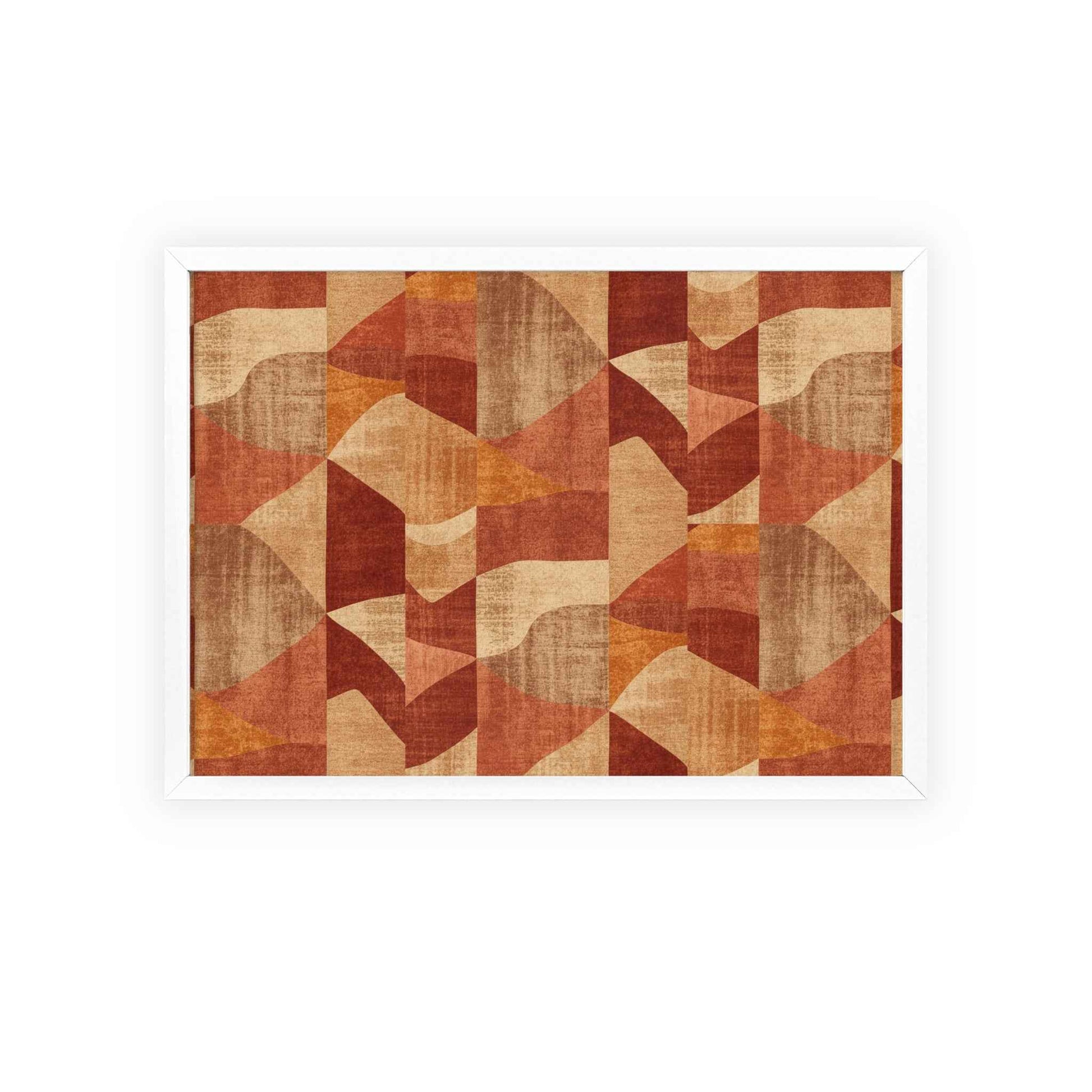 Faux Retro Geometric Poster with Wooden Frame