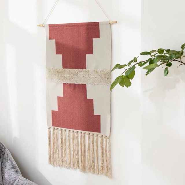 Cotton Linen Bohemian Tassel Geometric Tapestry Wall Hanging Decor