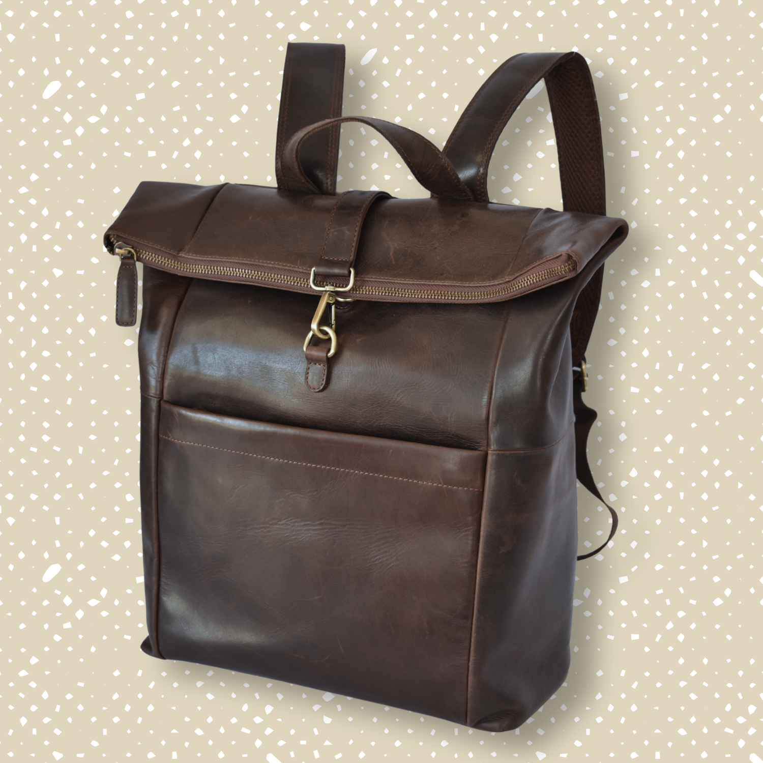 Mochila de Cuero Roll-Top Marrón Oscuro – Para Portátiles – IULIUS-3