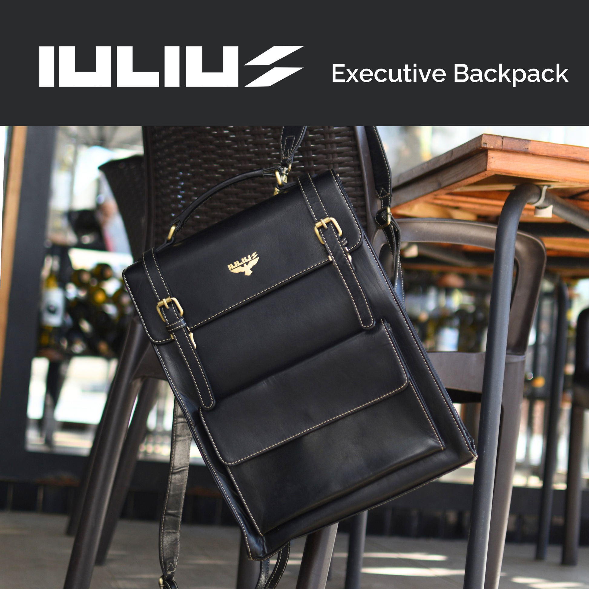 IULIUS Executive Leather Laptop Backpack 15.6" - Mochila Ejecutiva de Cuero para Portátiles 15,6” – Estilo Business – IULIUS