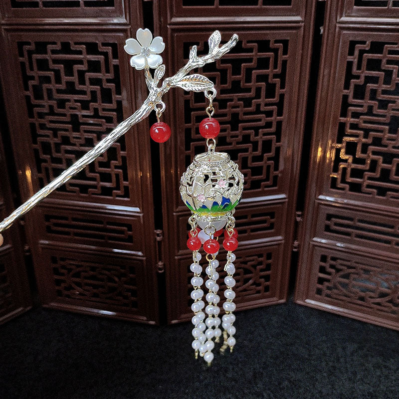 Ancient Chinese Style Landscape and Lantern Hairpin